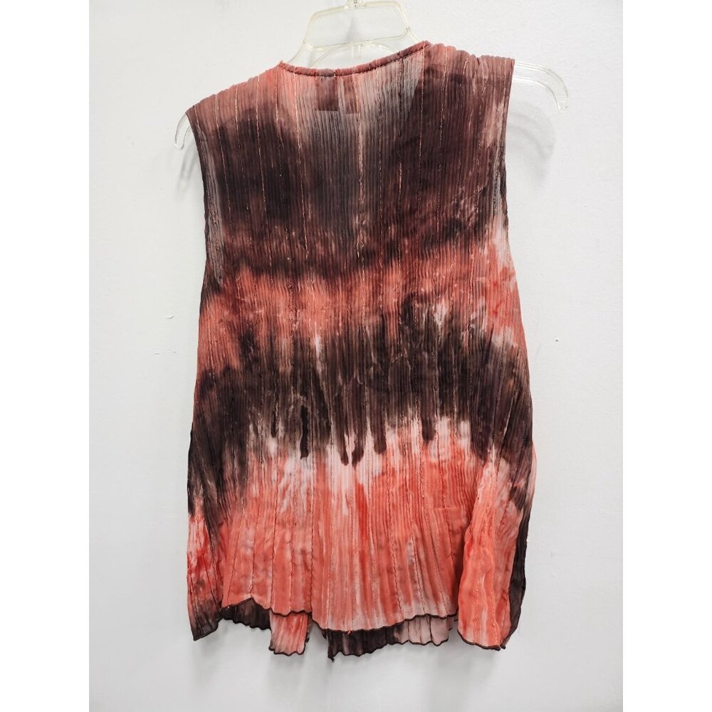Serenade Womens Top Size XL Orange Brown Ombre Ruffle Crinkled Sleeveless Fairy - Picture 7 of 8